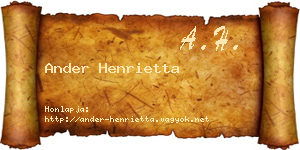 Ander Henrietta névjegykártya